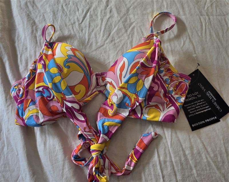 NWT Carmen Marc Valvo Mod Wrap XS Halter Underwired Wrap Bikini Swim Top 134969