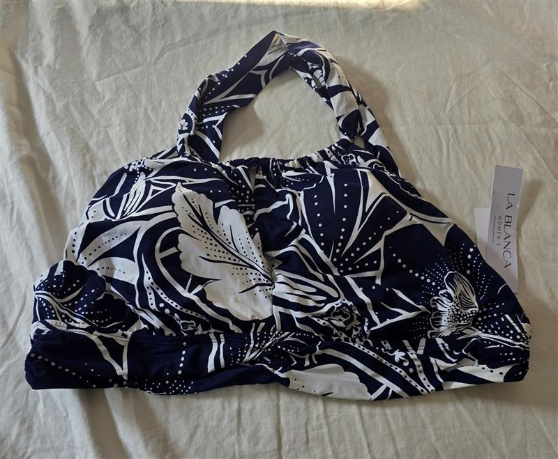 NWT La Blanca 16W Playa Ruched Keyhole Cutout Bikini Swim Top 134970