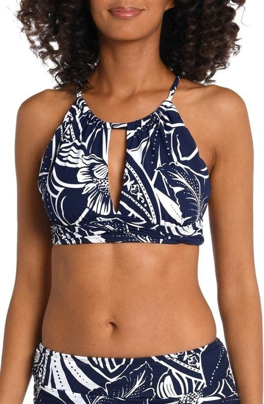 NWT La Blanca 16W Playa Ruched Keyhole Cutout Bikini Swim Top 134970