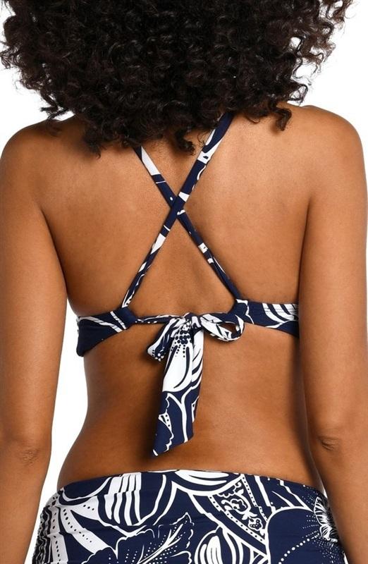 NWT La Blanca 16W Playa Ruched Keyhole Cutout Bikini Swim Top 134970