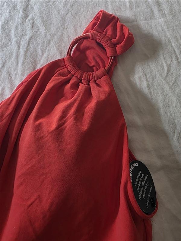 NWT Carmen Marc Valvo 12 One SHOULDER Ring 1PC Red Swimsuit 134971