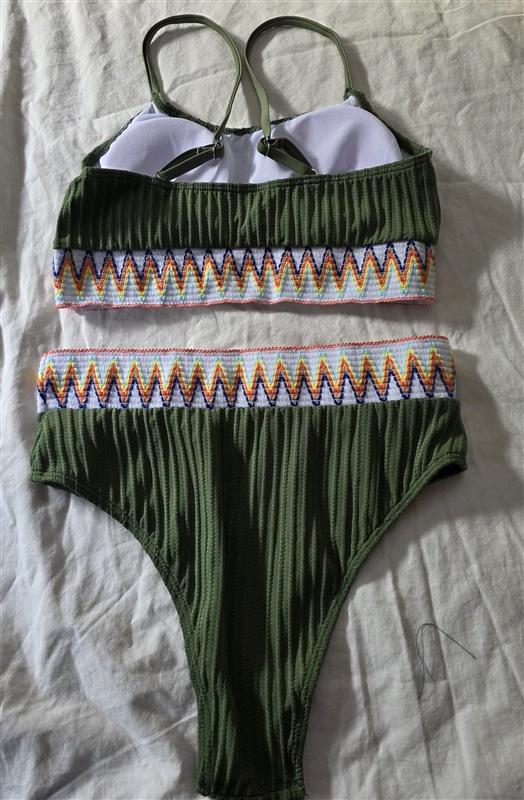 NWT BMJL S Push Up Top High Waist Bottom Bikini Set Green 134978