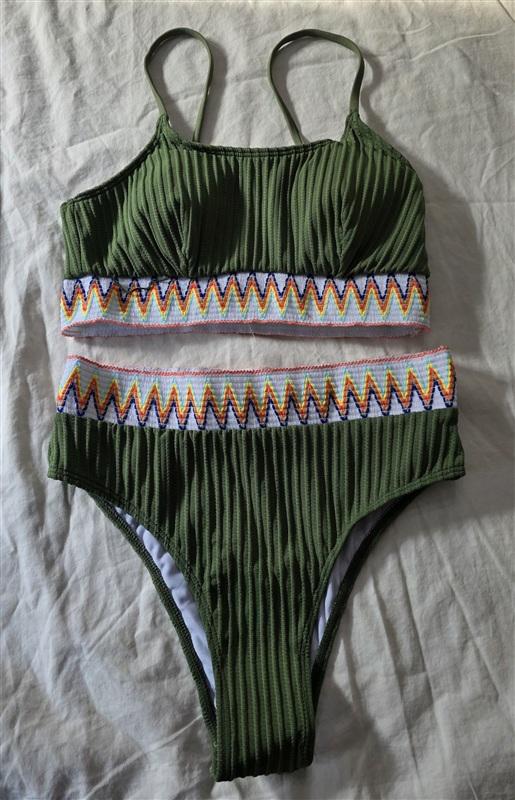 NWT BMJL S Push Up Top High Waist Bottom Bikini Set Green 134978