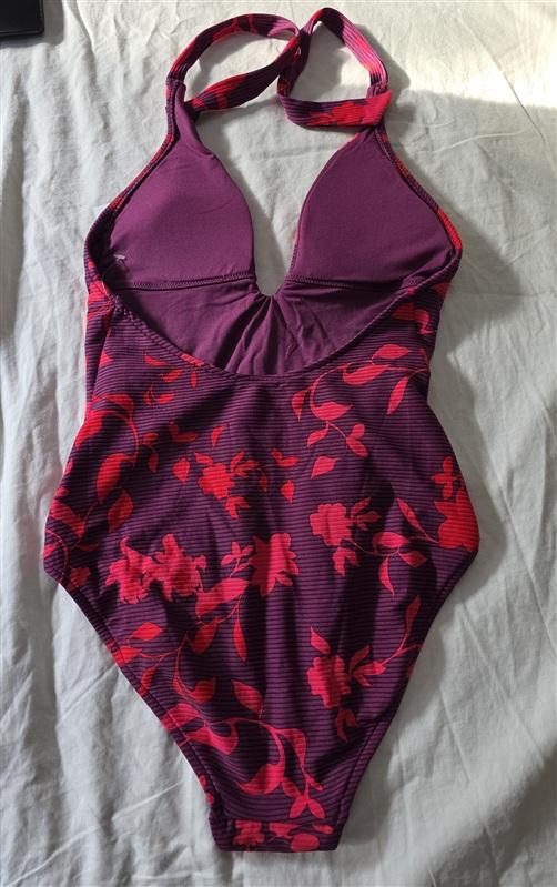 NWOT Seafolly Florence SZ 8 USA Floral Ribbed Plunge One-Piece Swimsuit 134980