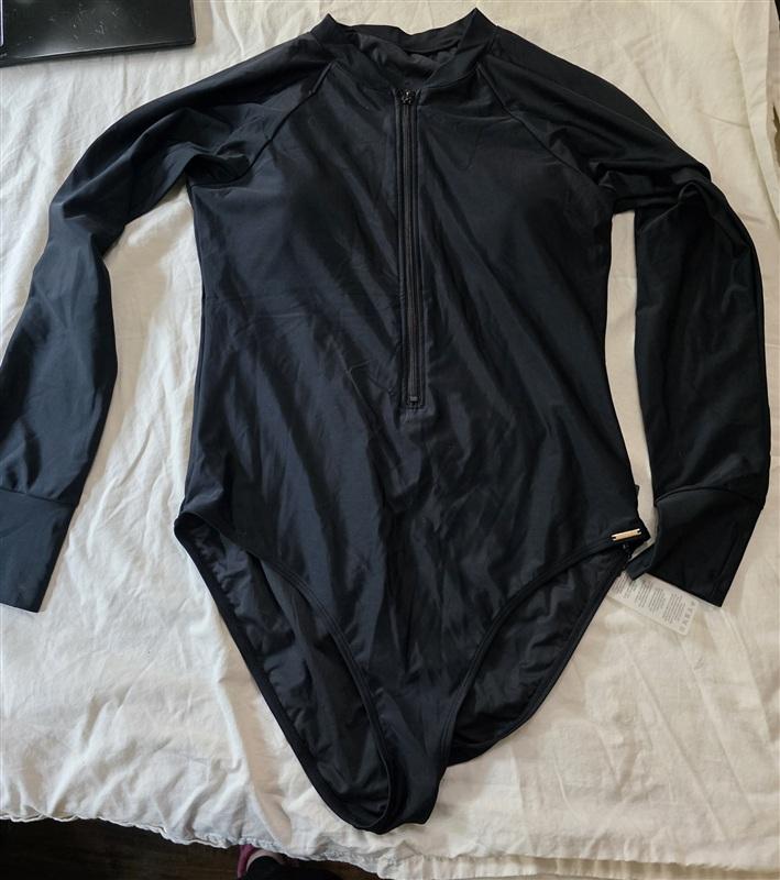 NWT Relleciga S Rash Guard Bodysuit ZIP Up Long Sleeve Swimsuit 135030