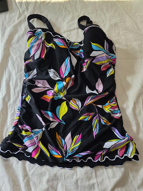 NWOT Profile By Gottex 36D Floral V Neck Tankini Swim Top 118470