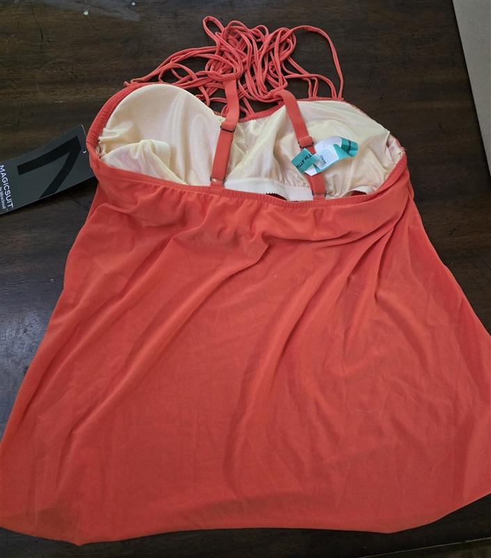 NWT Magicsuit Soma 12 Morgan Strappy Tankini Top Orange 135062