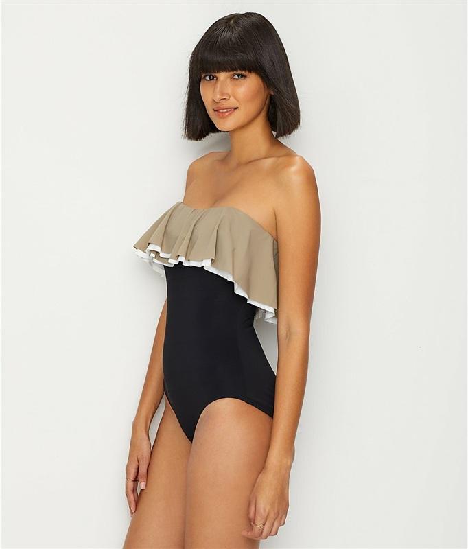NWT Coco Reef Contours 10 Paradiso Agate Ruffle Bandeau 1PC Swimsuit 135064