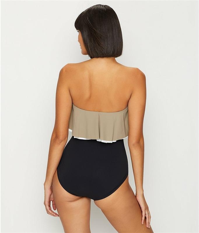 NWT Coco Reef Contours 10 Paradiso Agate Ruffle Bandeau 1PC Swimsuit 135064