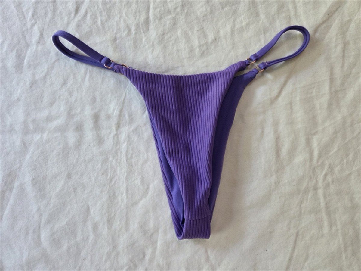NWTD Frankies Bikinis S Sydney Sweeney Sarah String Swim Bottom Purple 135066