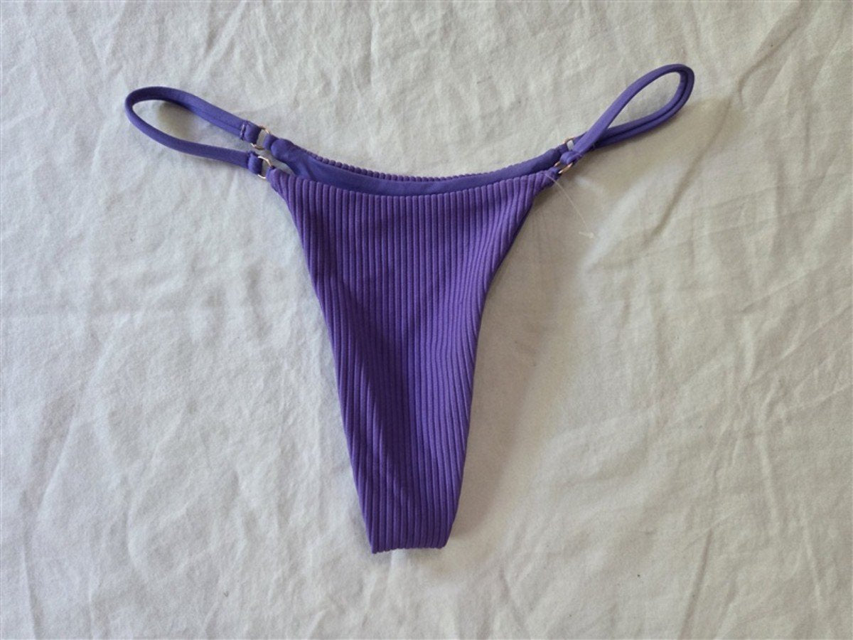 NWTD Frankies Bikinis S Sydney Sweeney Sarah String Swim Bottom Purple 135066