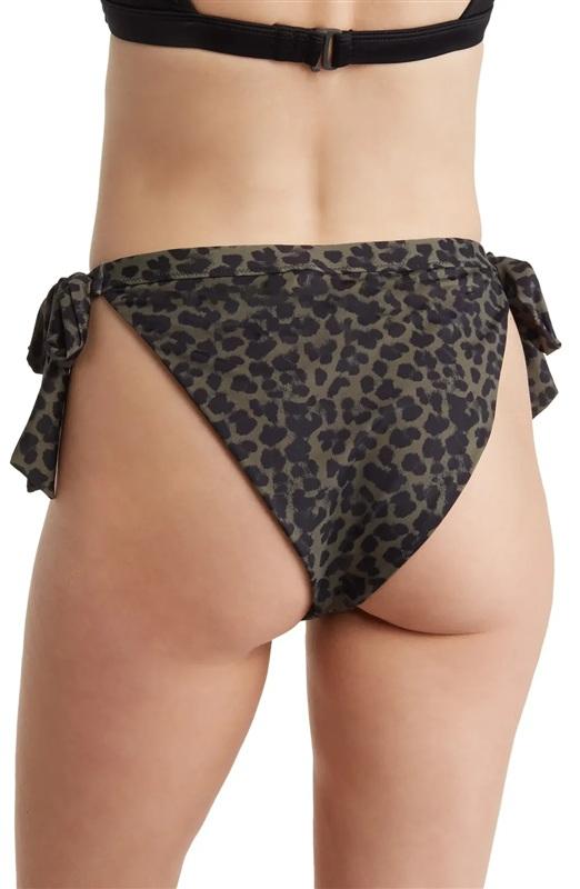 NWT Good American 5X Leopard Olive Green Side Tie Swim Bikini Bottom 135068