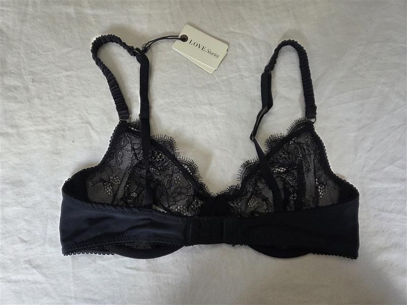 NWT Anthropologie Love Stories 34D Black Rhinestone Underwire Lace Bra 135084