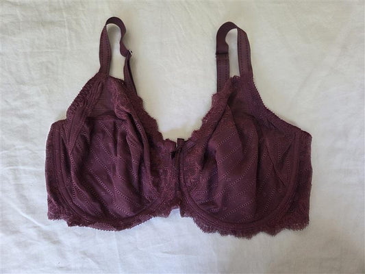 PO Chantelle 36DDD Rive Gauche 3 Part Cup Bra 3281 Burgundy 135099