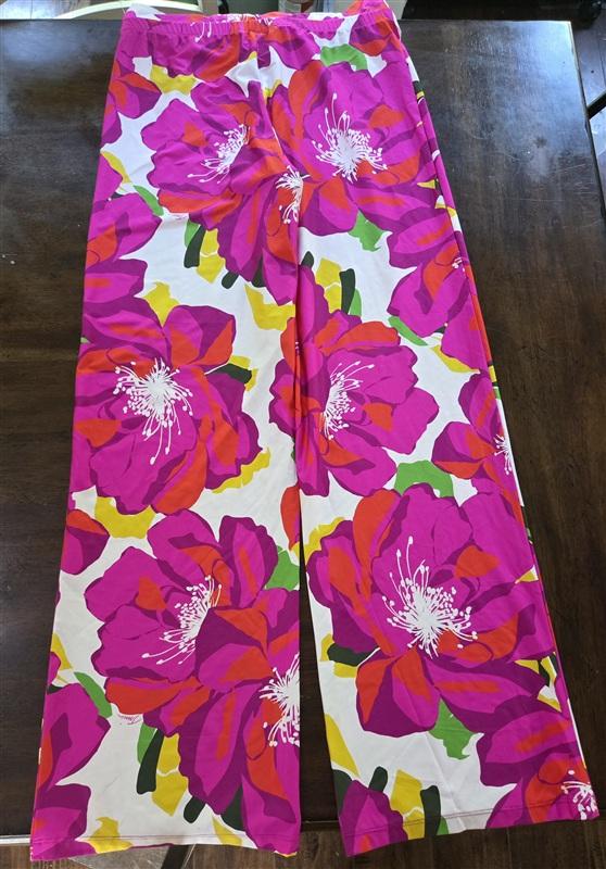 NWPT Trina Turk M Floral Bloom Swim Coverup Pants Pink Yellow 135100