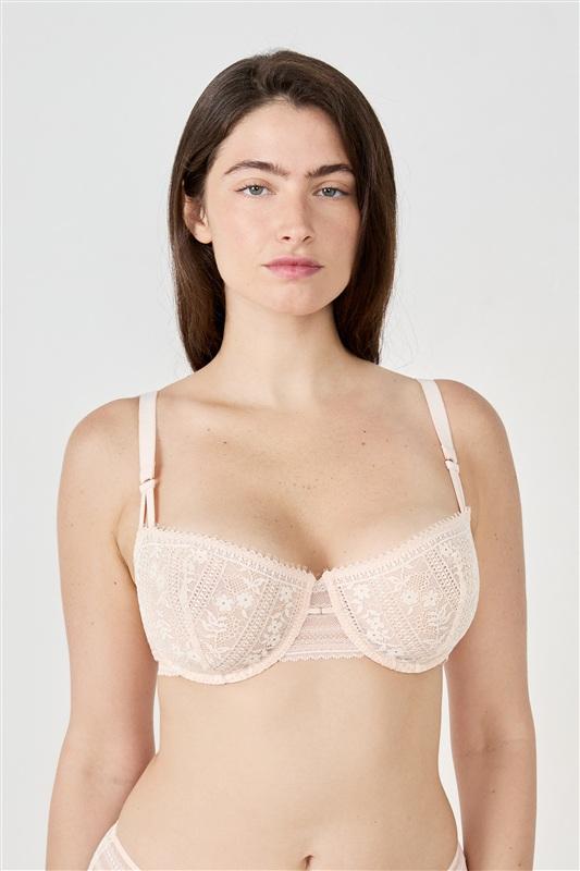 NWT Etam 34C Bra No. 9 The Balconette Lace Plush Pink Underwire 135106