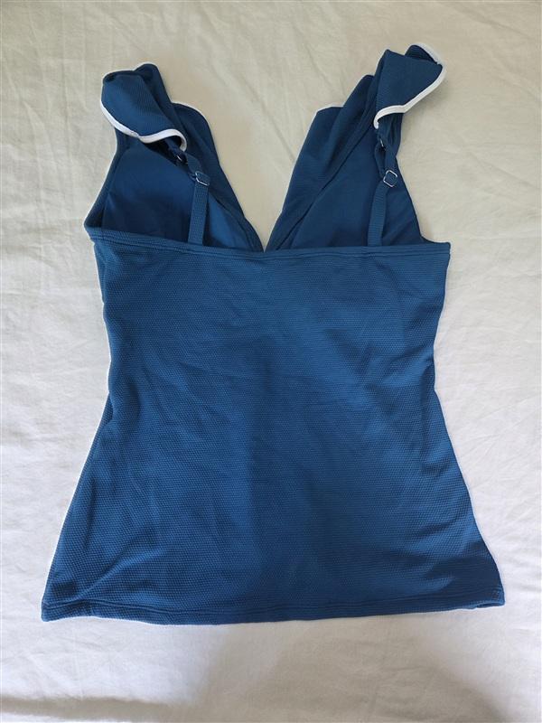 NWT Tommy Bahama M Pearl Ruffle Halter Long Tankini Blue 135107