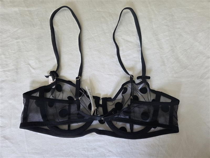 NWT Etam 34B Bra No. 9 The Balconette Lace Black Polka Dot Underwire 135125