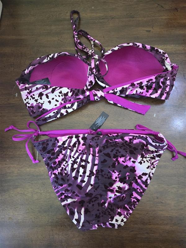NWOT A.Che Animal Print Flocked Bikini Top M Bottom S Swimsuit 135145