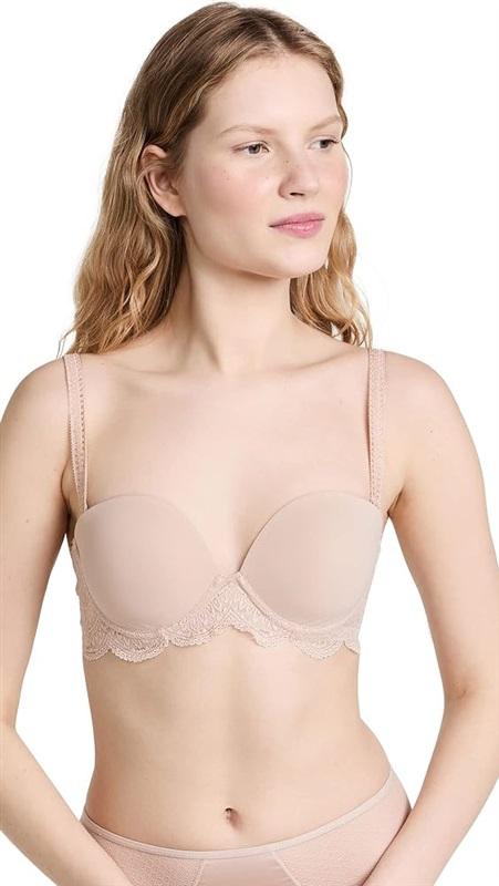 NWT Simone Perele 38C Karma Strapless Plunge Bra 12V302 Beige 135150
