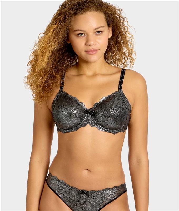 NWT Chantelle 38DD Rive Gauche 3 Part Underwire Bra 3281 Silver 135159