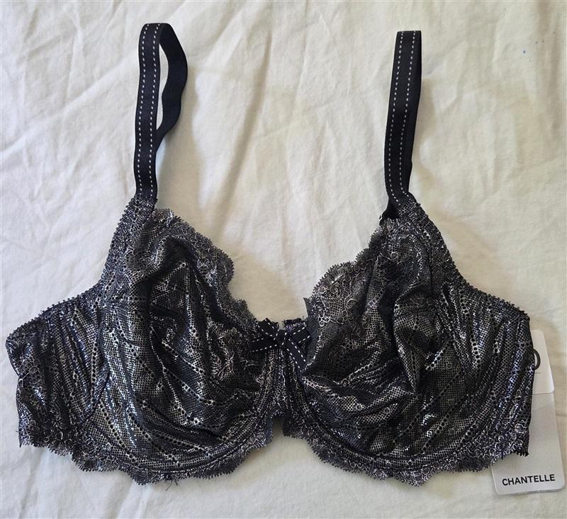 NWT Chantelle 38DD Rive Gauche 3 Part Underwire Bra 3281 Silver 135159