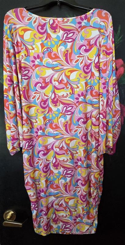 NWT Carmen Marc Valvo XL Boston Proper Pink Swirl Swim Cover Up Dress 135173