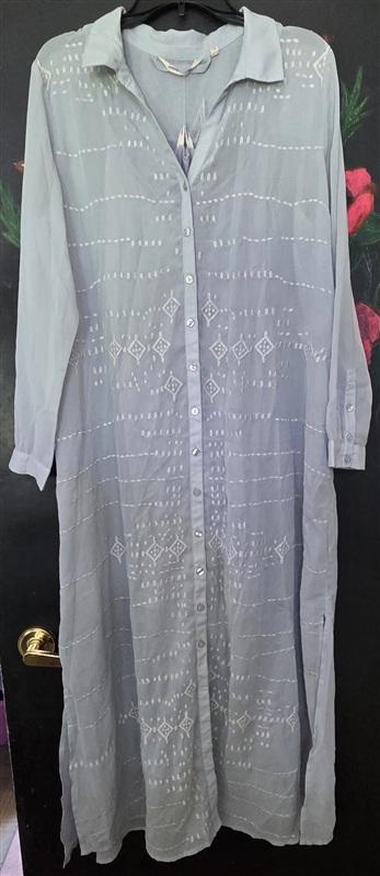NWOT Soft Surroundings Ibiza Georgette Embroidered Maxi Dress Green 135174