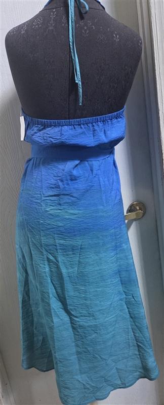 NWT Wet LA M Serena Blue Halter Tie Wrap Beachy Dress Swim Coverup Ombre 135175