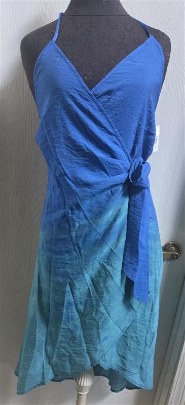 NWT Wet LA M Serena Blue Halter Tie Wrap Beachy Dress Swim Coverup Ombre 135175