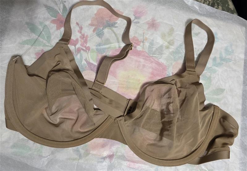 NWOT CUUP 34D Plunge Mesh Taupe Sheer Underwire Bra 126738
