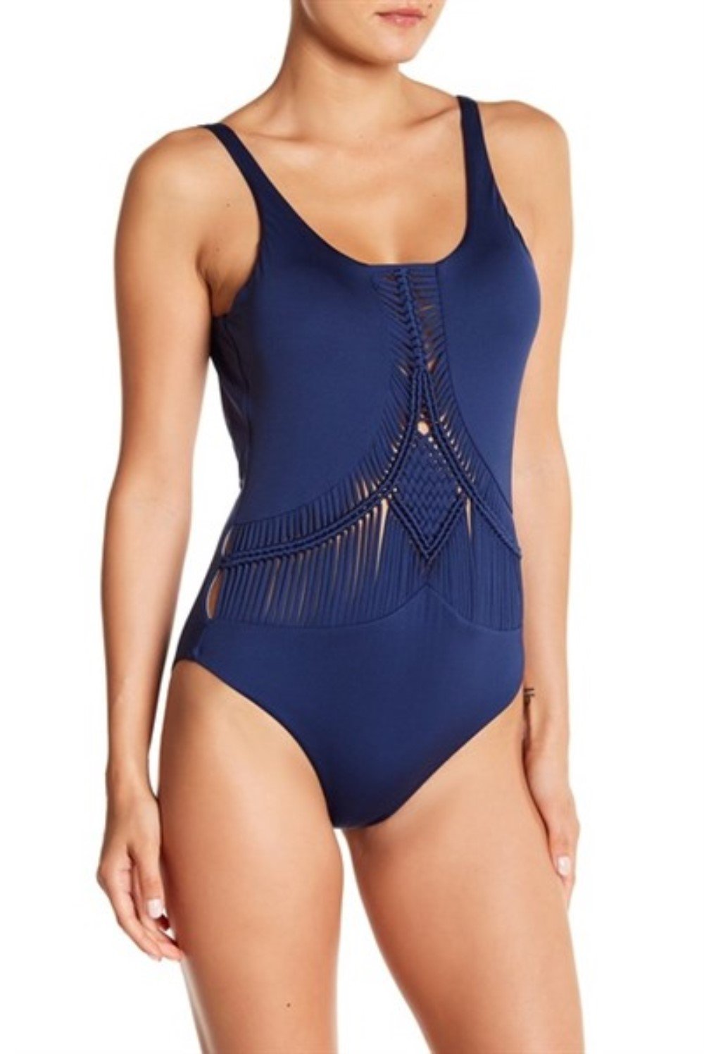 New Dolce Vita L Macrame Cut-Out One-Piece Swimsuit Blue 131590
