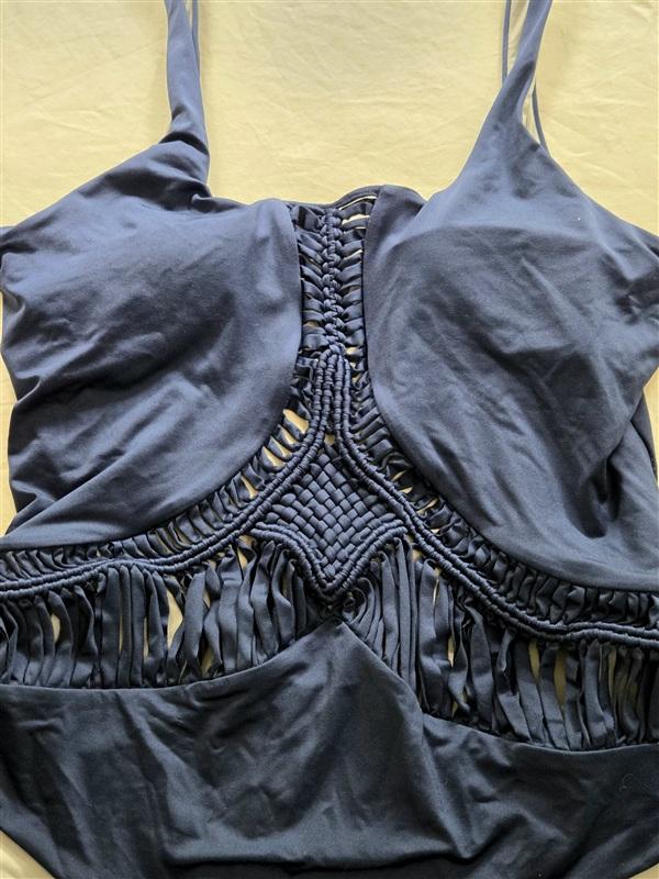 New Dolce Vita L Macrame Cut-Out One-Piece Swimsuit Blue 131590