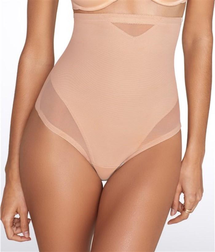 NWT Miraclesuit XL Hi Waist Shaper Thong 2778 Beige 135216