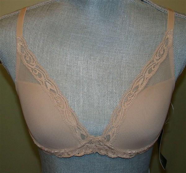 NWOT Natori 34C Jasper Feathers Bra Plunge Contour Style 730023 Beige 135247