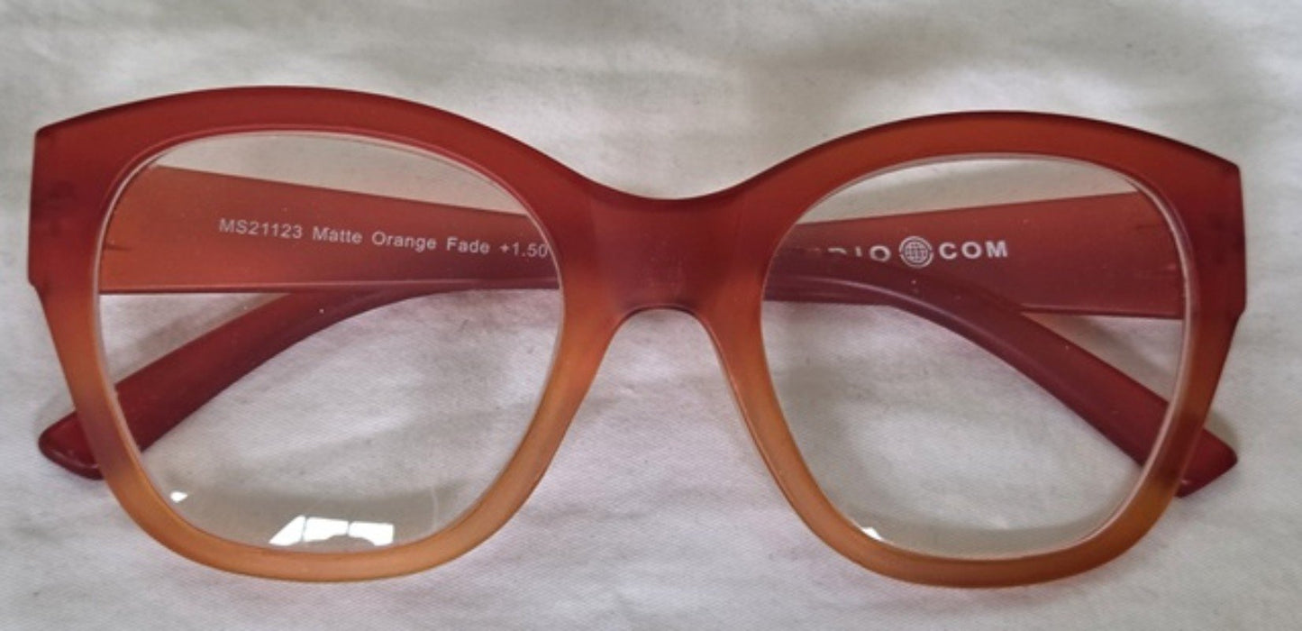 NWT Max Studio Orange 1.5 Cat Eye Round Thick Reading Nerd Glasses 135256