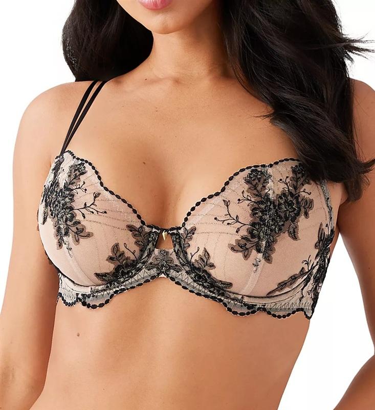 NWT Wacoal 34D Midnight Soiree Underwire Bra Caviar Sheer Lace 135282