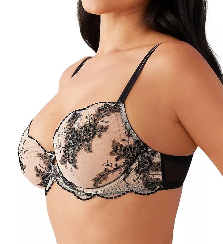 NWT Wacoal 34D Midnight Soiree Underwire Bra Caviar Sheer Lace 135282
