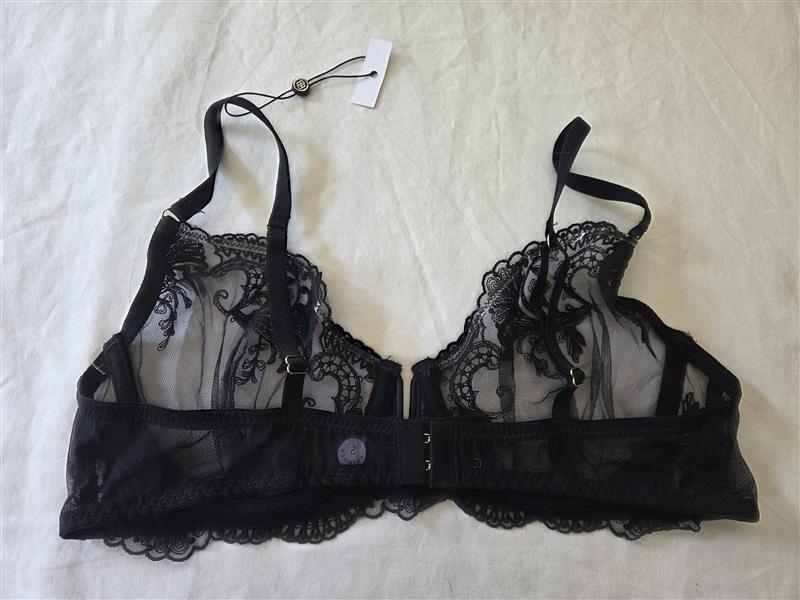 NWT Bluebella 34D Marseille Underwire Bra Black Sheer V Front Lace 135284