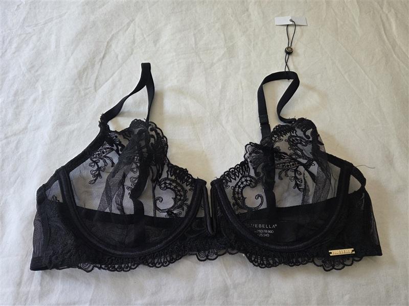 NWT Bluebella 34D Marseille Underwire Bra Black Sheer V Front Lace 135284
