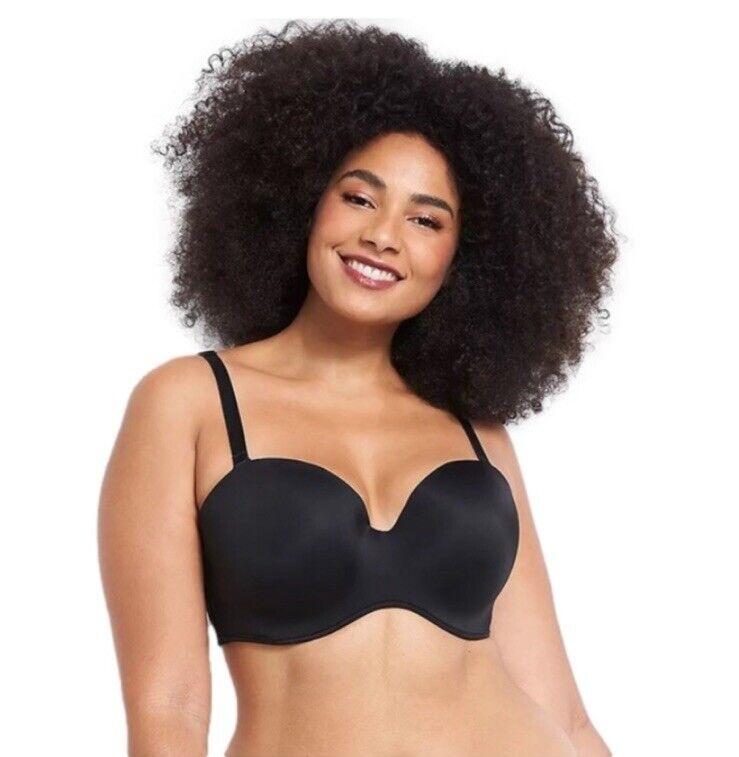 NWOT Cacique 44D Smooth Lightly Lined Strapless Bra Black 135290