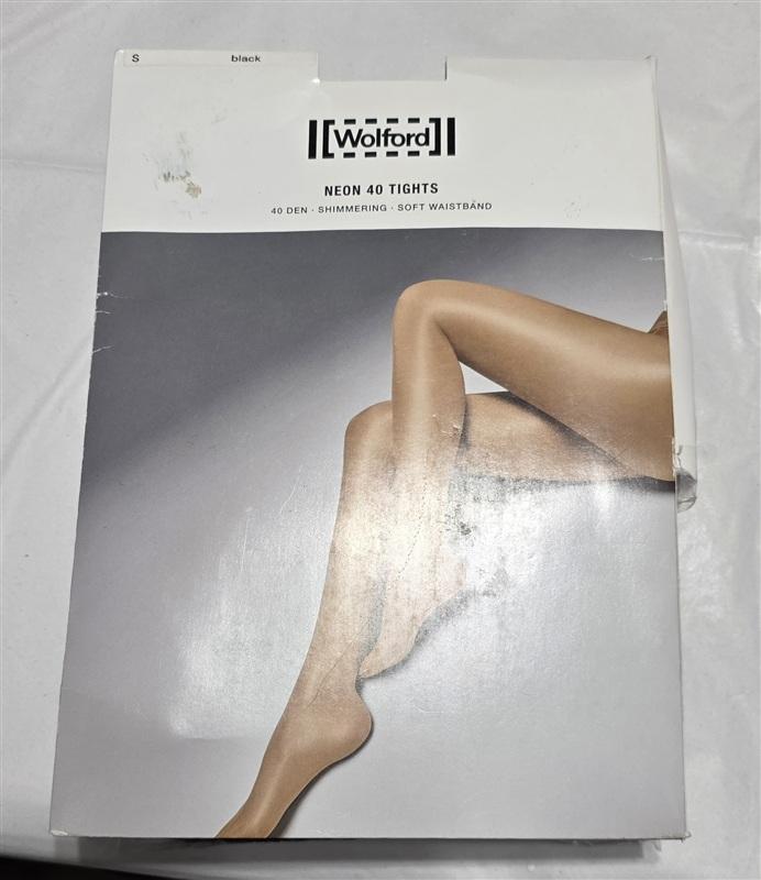 NWT Wolford SM Neon 40 Tights Shimmering Pantyhose Black 135304