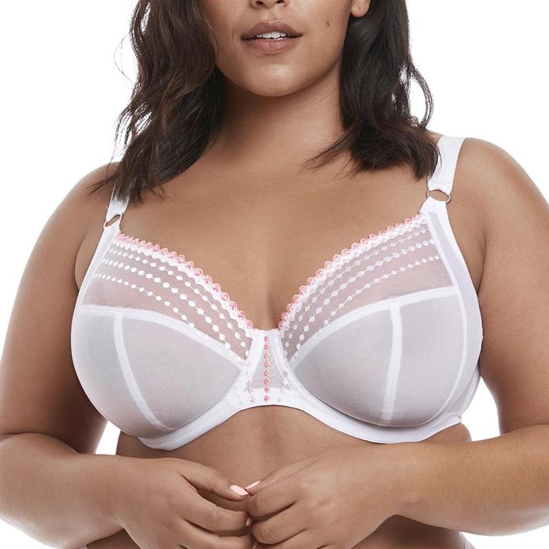 NWOT Elomi 44H Matilda Underwire Plunge Bra EL8900 White 135310