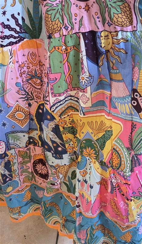 NWT J. Marie Large Sloan Ruffle Zodiac Dress Midi Tie 135320