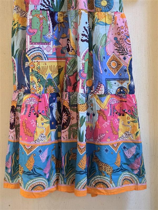 NWT J. Marie Large Sloan Ruffle Zodiac Dress Midi Tie 135320