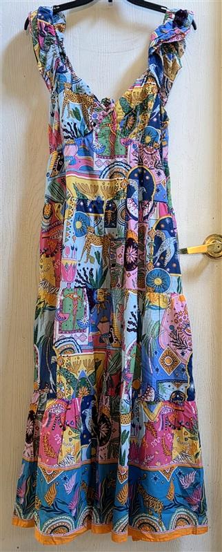 NWT J. Marie X Large Sloan Ruffle Zodiac Dress Midi Tie 135321