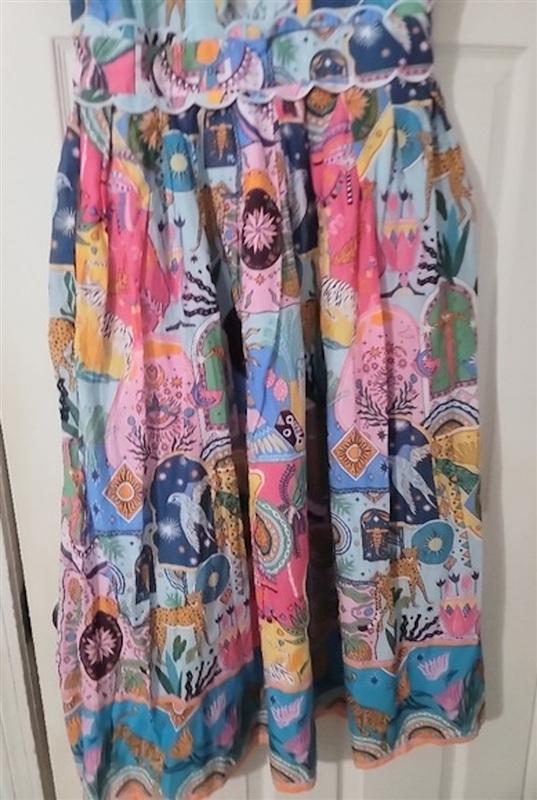 NWT J. Marie X Large Sloan Zodiac Bow Sleeve Dress Midi Tie 135322