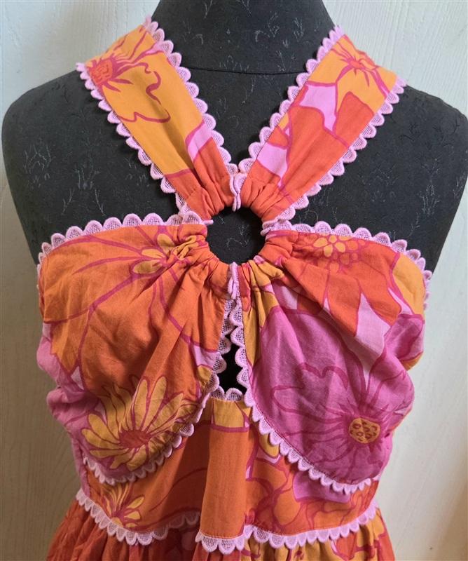 NWT J. Marie M Lizzie Orange Pink Dress Rick Rack Midi 135327
