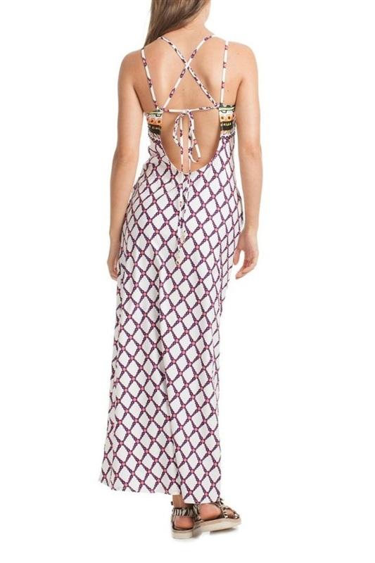 NWT Trina Turk S Kon Tiki Maxi Dress Criss Cross Dual Shoulder Straps 135329