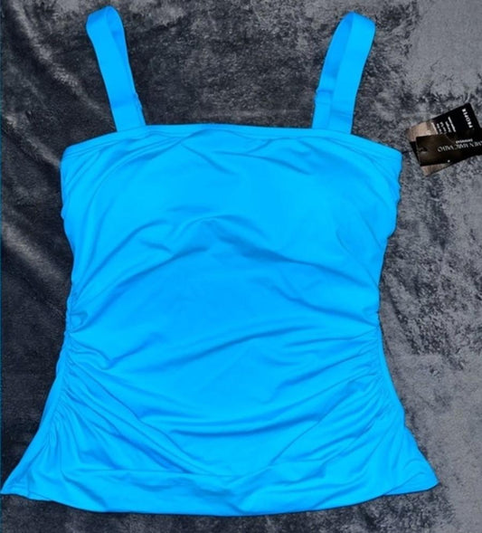 Carmen Marc Valvo XS Boston Proper Square Neck Tankini Top Blue 135331